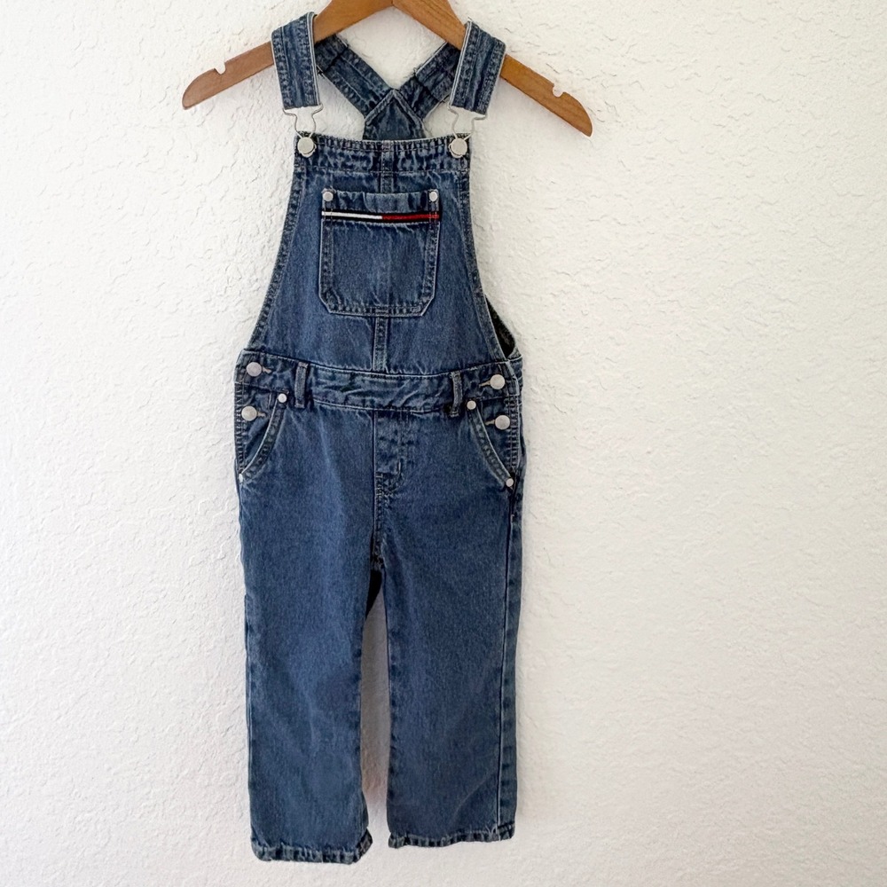 90s Tommy‎ Hilfiger Denim Overalls, Carpenter Bib Kids 5 Blue